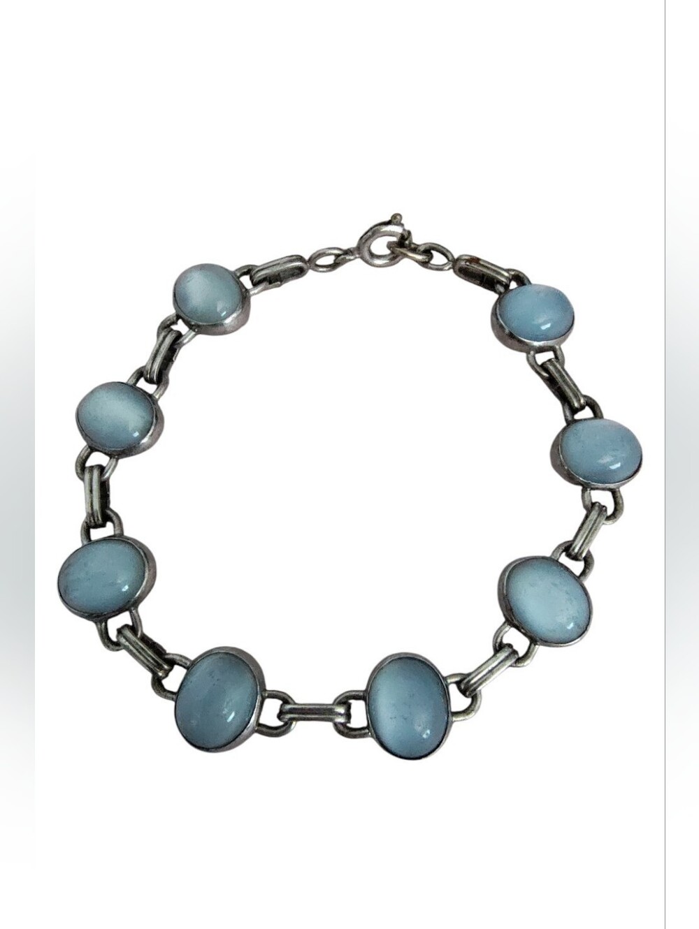 Vintage W.E. Richards WRE Sterling Silver Blue Cabochon Bracelet